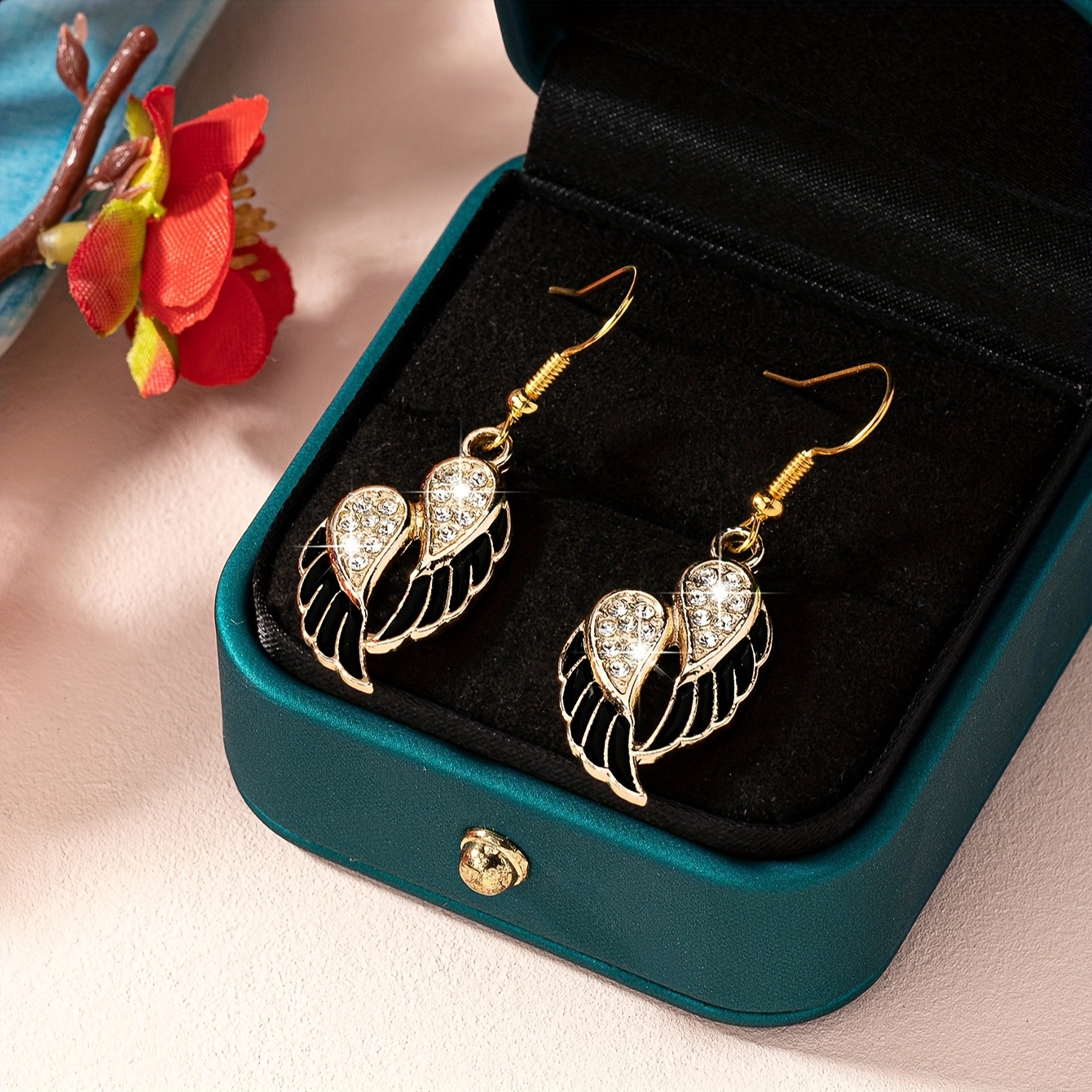 Golden Wing Earrings with Feather Charms for Festivals